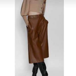 zara camel faux leather pants